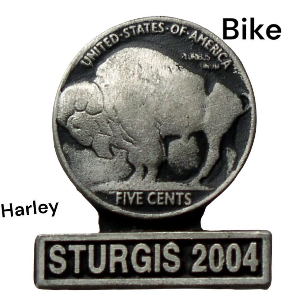 2004 STURGIS SOUTH DAKOTA HARLEY BIKE WEEK HAT VEST JACKET BUFFALO NICKEL PIN